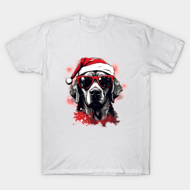 Magical Christmas Labrador in the snow: cute four-legged friend with festive hat T-Shirt by MLArtifex